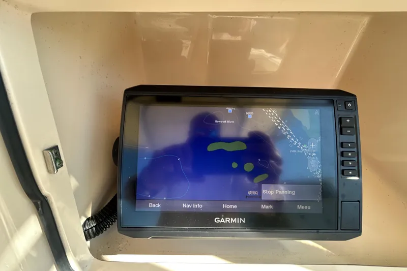 Slide: The Image of Garmin GPS on 2006 Grady-White Fisherman 222 boat, displaying Newport River map. - 16