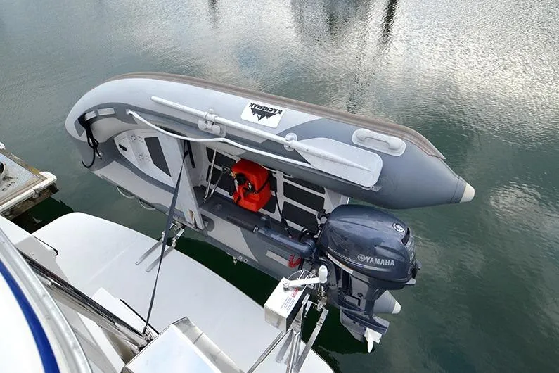 Slide: The Image of Inflatable boat with Yamaha motor on 2020 American Tug 362 yacht. - 7