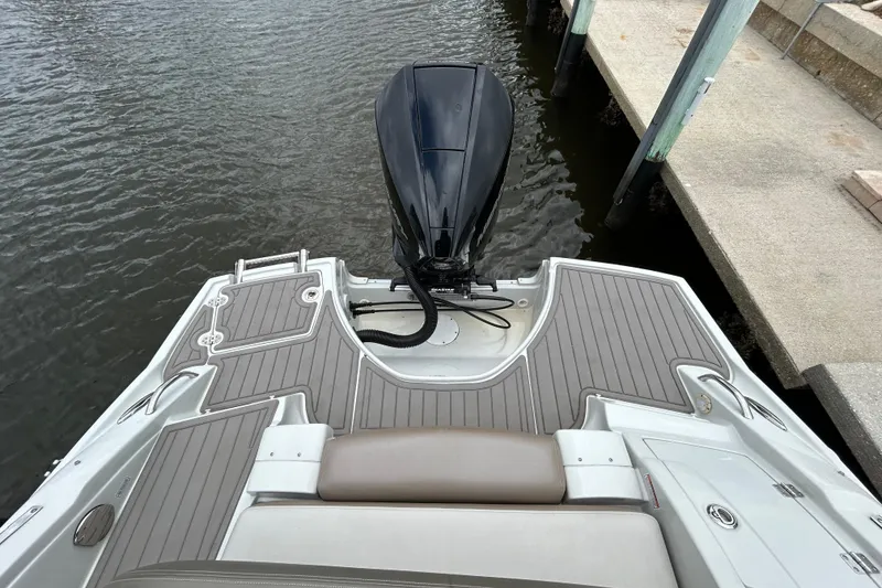 Slide: The Image of Stainless steel boat ladder on 2022 Crownline 270 XSS, folded on deck. - 50