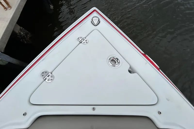 Slide: The Image of Luxurious seating in 2022 Crownline 270 XSS boat, featuring diamond-stitched upholstery. - 97