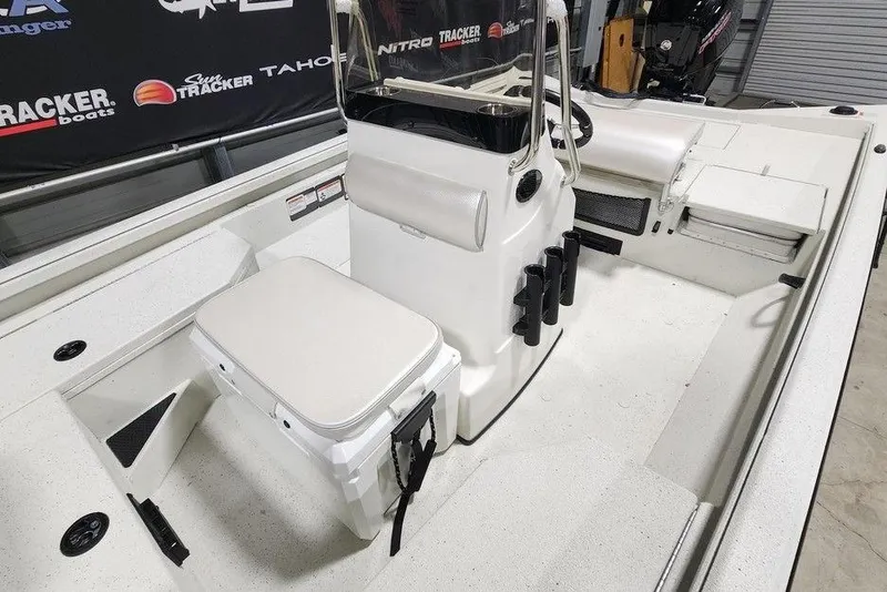 Slide: The Image of 2026 Ranger RB190 boat interior with seating and console, showcasing modern design. - 9