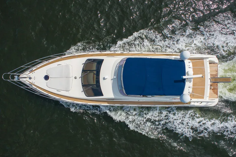 Slide: The Image of Aerial view of a 2009 Azimut 62E yacht on the water. - 5