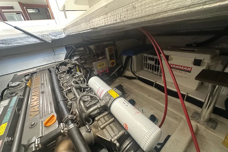 Slide: The Image of Engine compartment of 2005 Legacy Yachts 34 Express with Yanmar components. - 15