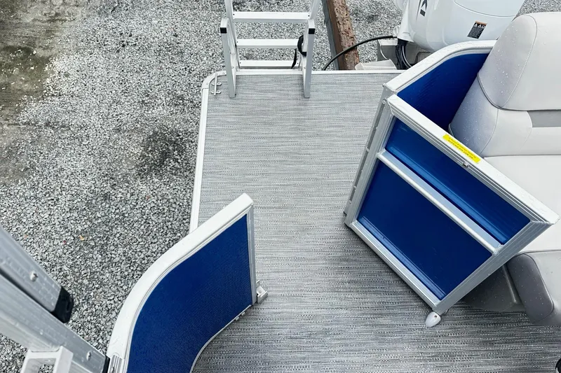 Slide: The Image of 2021 Godfrey Sweetwater 2086CX pontoon boat deck with seating and entry gate. - 9