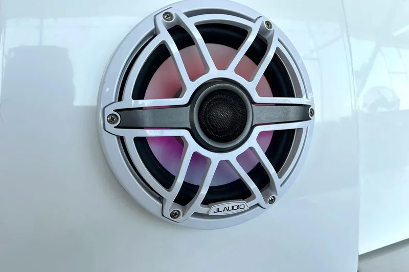 Slide: The Image of JL Audio speaker on 2021 Cruisers Yachts 50 Cantius, white grille design. - 30