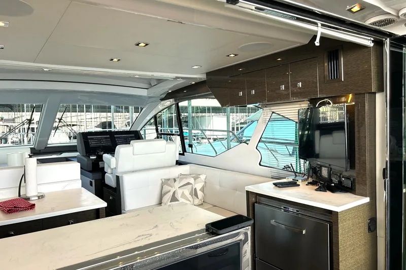 Slide: The Image of Luxurious interior of 2021 Cruisers Yachts 50 Cantius with modern amenities and sleek design. - 47