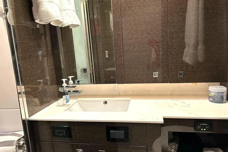 Slide: The Image of Luxurious bathroom interior of 2021 Cruisers Yachts 50 Cantius with modern fixtures. - 78