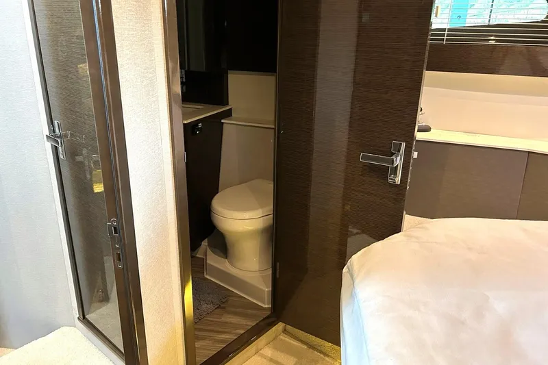 Slide: The Image of Luxurious bathroom interior of 2021 Cruisers Yachts 50 Cantius with modern fixtures. - 88