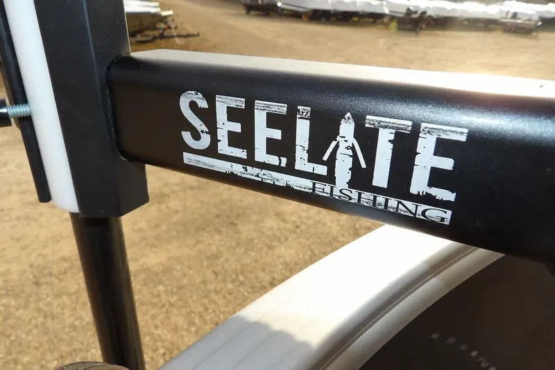Slide: The Image of SeeLite Fishing logo on Bennington 23SF, 2018 model, outdoor setting. - 20