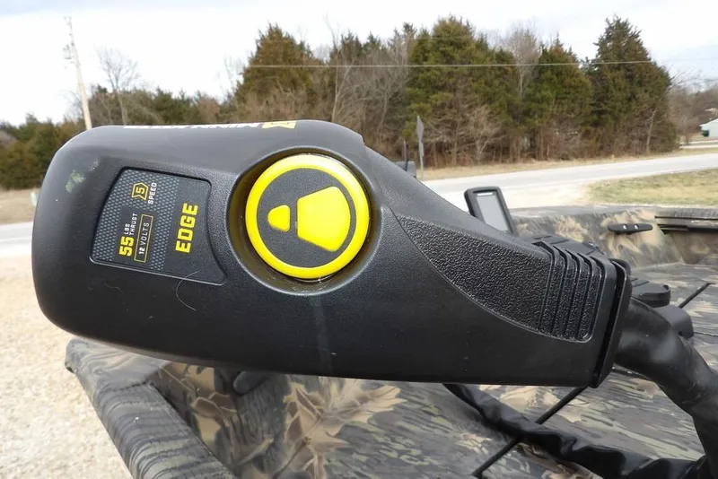 Slide: The Image of Trolling motor on 2018 Crestliner 1660 Retriever boat, featuring Minn Kota Edge 55 lb thrust. - 22