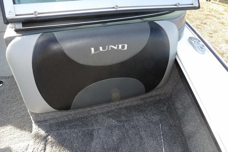 Slide: The Image of 2025 Lund 1875 Crossover XS boat interior with branded seat design. - 34