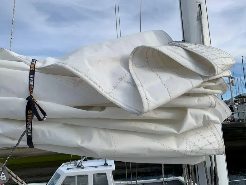 Slide: The Image of Folded sail on Catalina 42 sailboat, year 1992. - 14