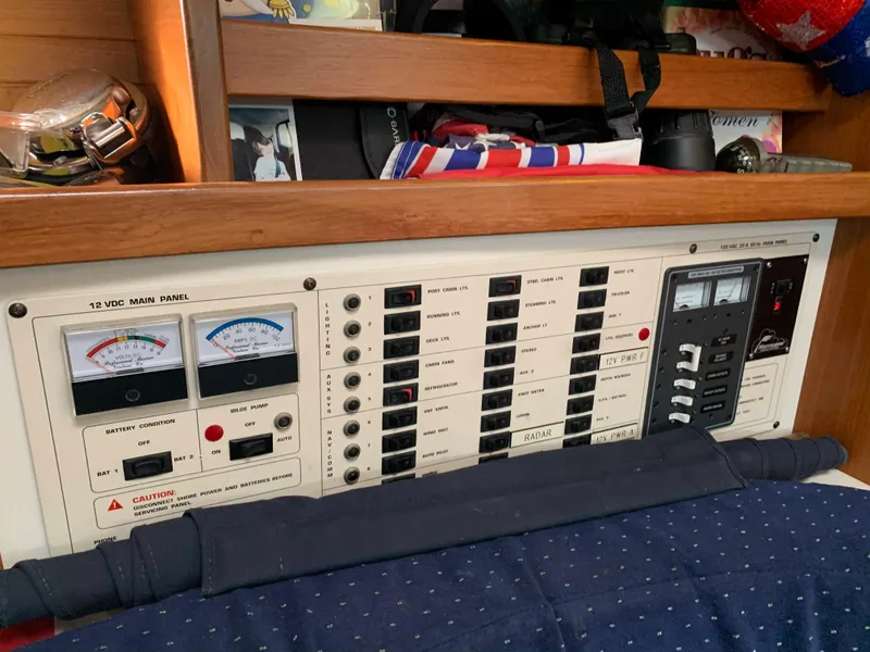 Slide: The Image of Electrical control panel of a 1992 Catalina 42 yacht. - 46