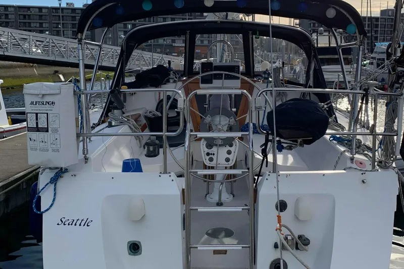 Slide: The Image of 1992 Catalina 42 sailboat docked in Seattle marina. - 5