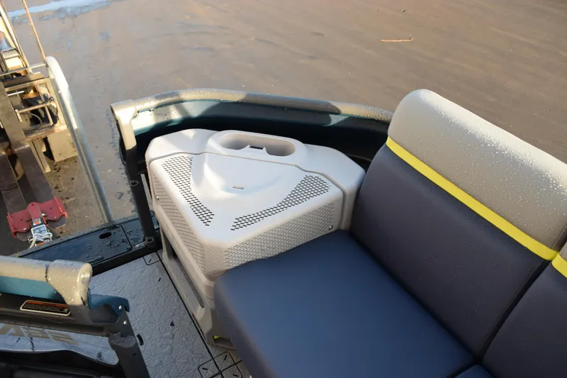 Slide: The Image of 2026 Sea-Doo Switch Cruise Limited 21 interior seating with storage compartment. - 15