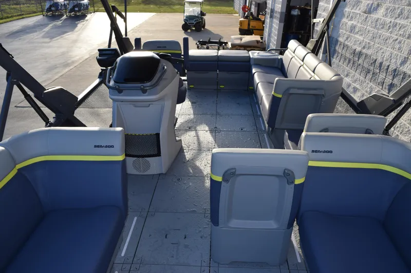 Slide: The Image of 2026 Sea-Doo Switch Cruise Limited 21 interior with spacious seating and modern design. - 8