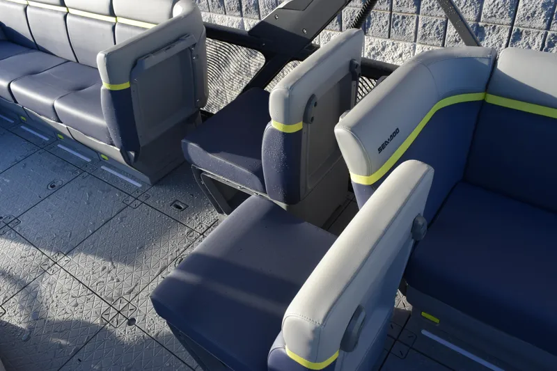 Slide: The Image of 2026 Sea-Doo Switch Cruise Limited 21 interior seating with modern design and comfort. - 9