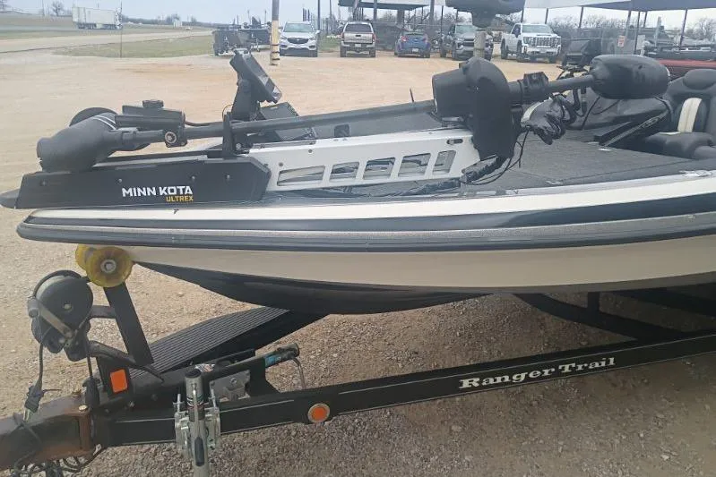Slide: The Image of 2010 Ranger 520 VX/VS boat with Minn Kota Ultrex motor on trailer. - 3