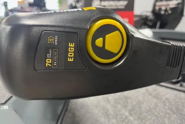 Slide: The Image of Ranger RT188 2026 boat control panel with 70 thrust, 5-speed Edge motor. - 5