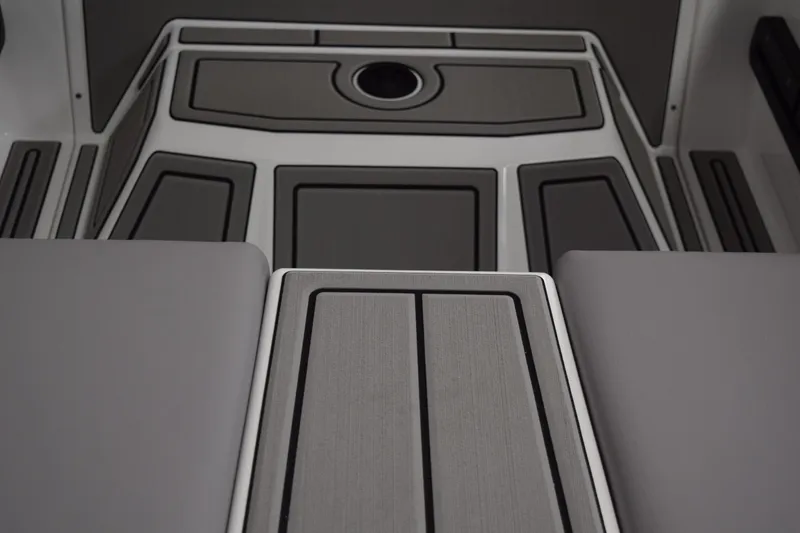 Slide: The Image of 2026 Moomba Craz boat interior with sleek, modern design and gray accents. - 33