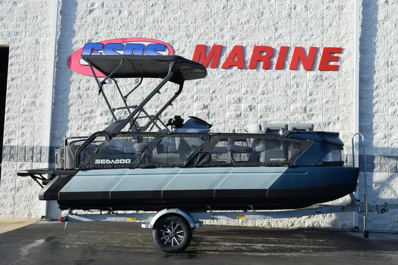 The Image of 2026 Sea-Doo Switch Cruise Limited 21 pontoon boat on trailer at GSPS Marine. - 1