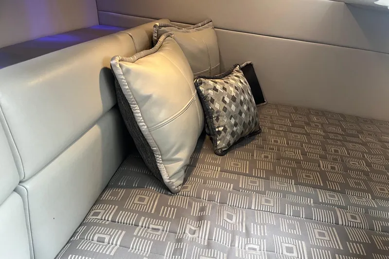 Slide: The Image of 2017 Formula 350 Crossover Bowrider interior with patterned cushions and seating. - 21