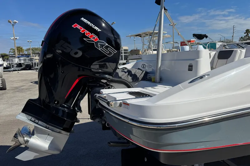 Slide: The Image of Boat with Mercury Pro XS 150 engine, Tahoe 1950 model, 2023. - 5