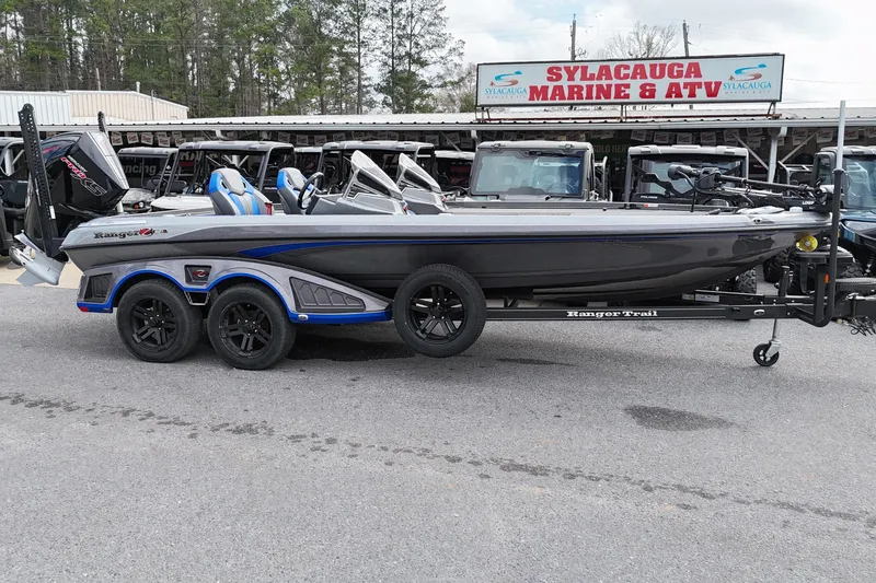 Slide: The Image of 2025 Ranger Z521R boat on trailer at Sylacauga Marine & ATV dealership. - 11