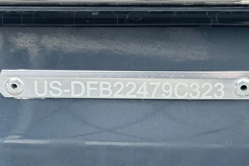 Slide: The Image of 2023 Defiance 220 Admiral EX boat identification plate with serial number. - 40