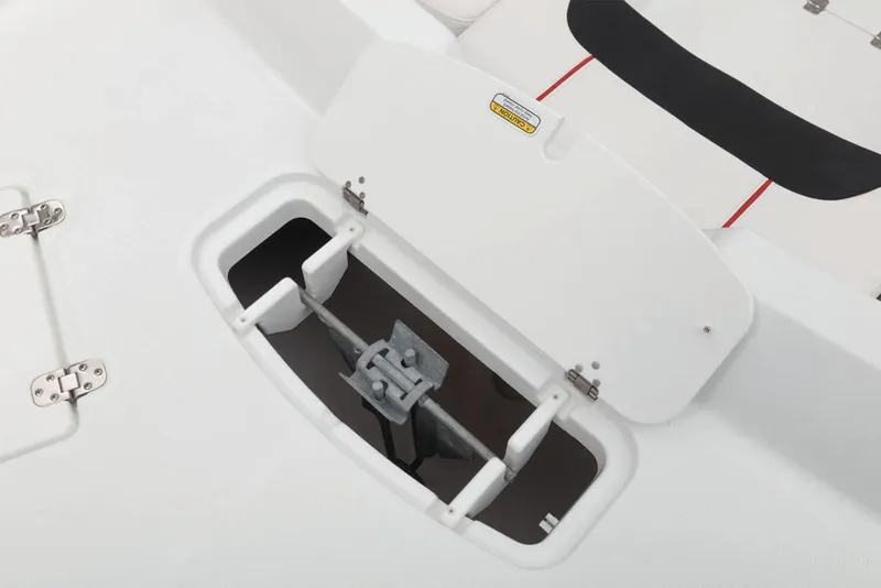 Slide: The Image of Tahoe 1950 boat, open storage compartment, year 2021. - 10