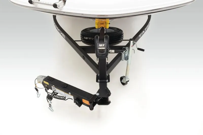 Slide: The Image of Trailer hitch and jack of a 2021 Tahoe 1950 boat, featuring XLT jack system. - 7