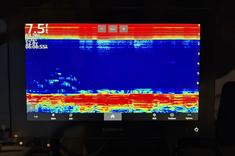 Slide: The Image of Garmin sonar display on Scout 330 LXF boat, 2023 model. - 42