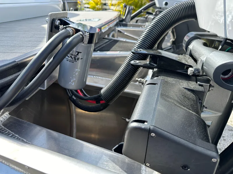 Slide: The Image of Close-up of Avalon 2785 Excalibur Carbon Series boat engine, 2026 model. - 8