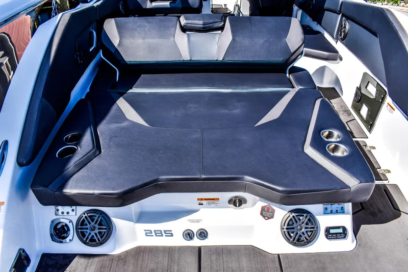 Slide: The Image of Engine compartment of 2024 Scarab 285 ID boat, open. - 4