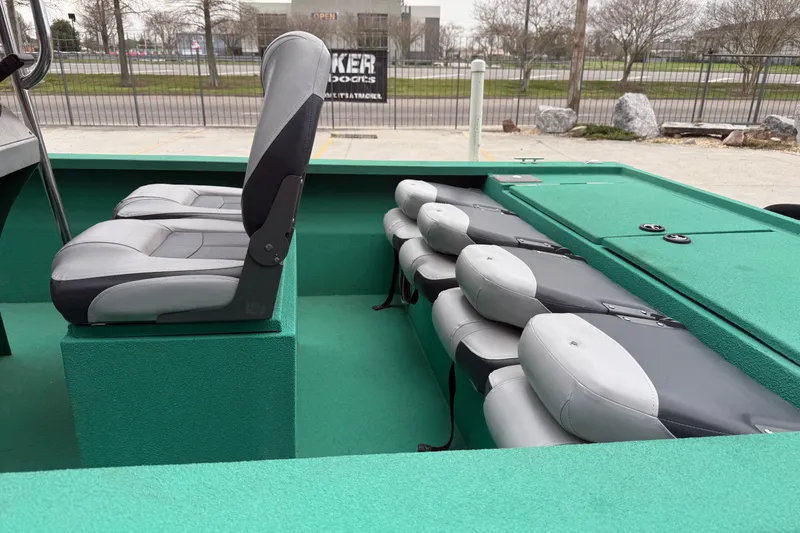 Slide: The Image of Boat interior with gray and green seating, Charles Leonard model 24, 2012. - 9