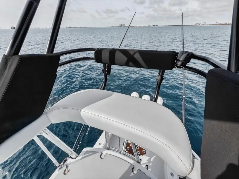 Slide: The Image of Bahama 41 boat helm view on open water, 2010 model. - 38