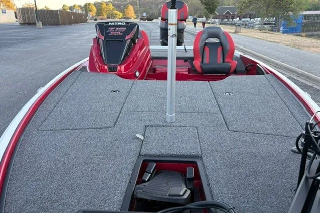 Slide: The Image of 2026 Nitro Z19 XL Pro boat with spacious deck and red seating. - 36