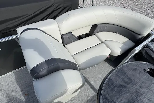 Slide: The Image of Luxurious seating on 2026 Sylvan 822 Mirage Cruise pontoon boat. - 12