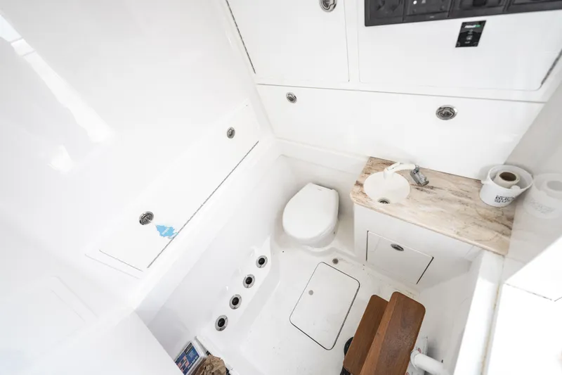 Slide: The Image of 2023 Valhalla Boatworks V-41 bathroom with modern fixtures and compact design. - 18