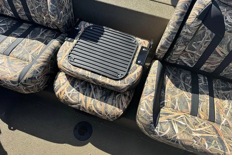 Slide: The Image of Camouflage seating in 2026 G3 Sportsman 1710 boat, featuring durable design and integrated storage. - 23