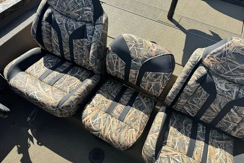 Slide: The Image of Camouflage seats in 2026 G3 Sportsman 1710 boat interior. - 24