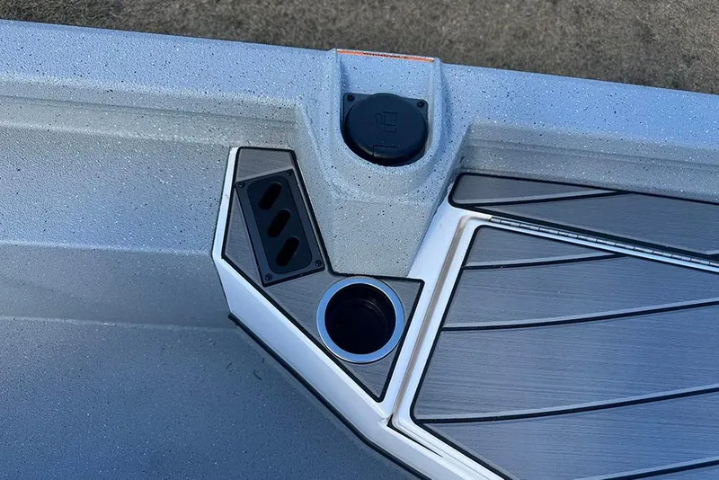 Slide: The Image of 2026 Vexus ACX 2210 boat deck with cup holder and sleek design. - 24