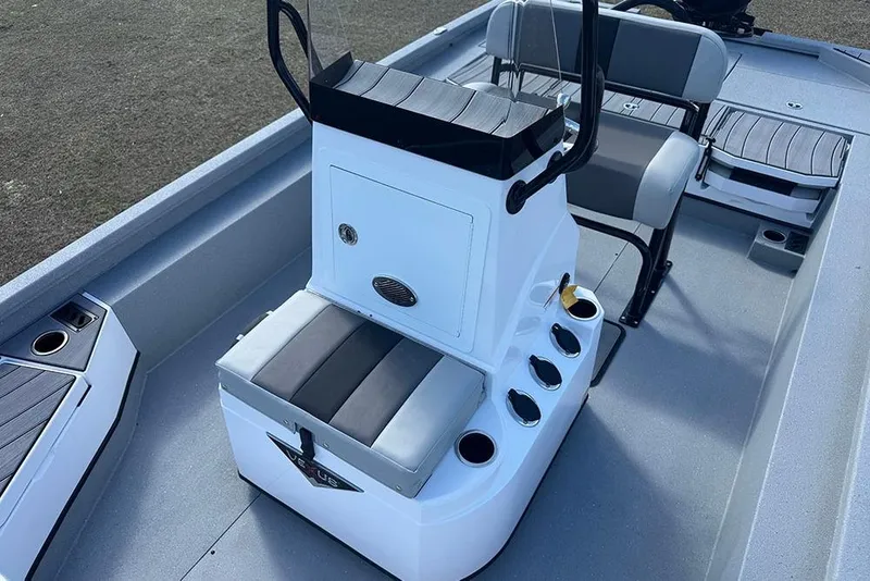 Slide: The Image of 2026 Vexus ACX 2210 boat interior with seating and console, showcasing modern design. - 27