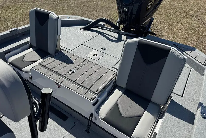 Slide: The Image of 2026 Vexus ACX 2210 boat interior with two cushioned seats and storage compartment. - 39