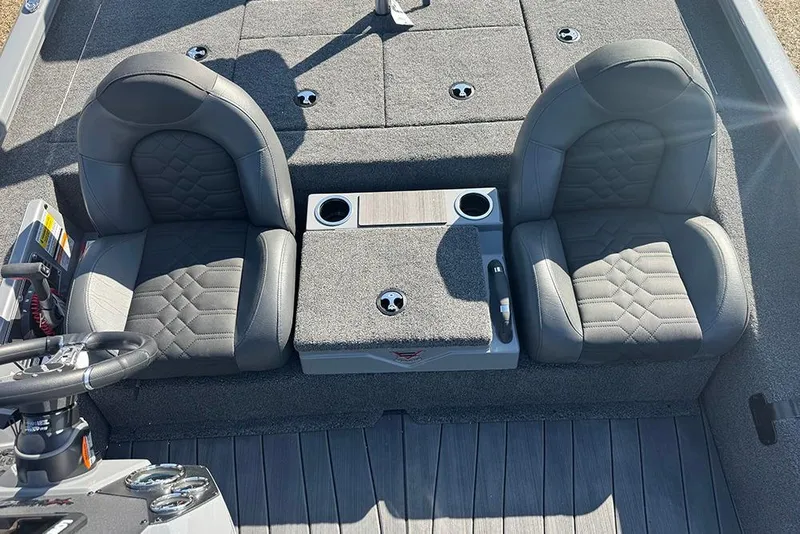 Slide: The Image of 2026 Vexus AVX 2080 boat interior with two gray seats and center console. - 27