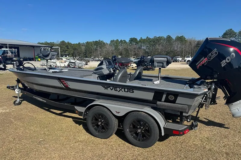 Slide: The Image of 2026 Vexus AVX 2080 boat with Mercury Pro XS 200 engine on trailer. - 3