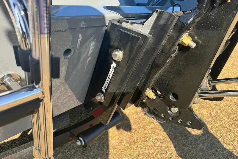 Slide: The Image of Close-up of 2026 Vexus AVX 2080 boat's transom and mounting hardware. - 7