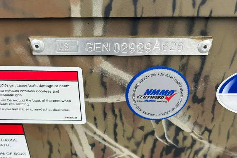 Slide: The Image of 2026 G3 Gator Tough 17 SC boat with certification and safety labels. - 17