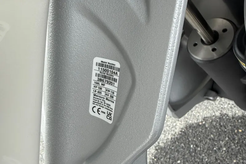 Slide: The Image of Label on Berkshire 24 RFX CTS 2026 boat engine, displaying model and serial numbers. - 17