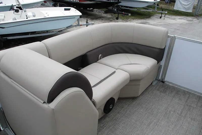 Slide: The Image of Luxurious seating on 2026 Bentley Pontoons Legacy 200 Navigator, showcasing comfort and style. - 11
